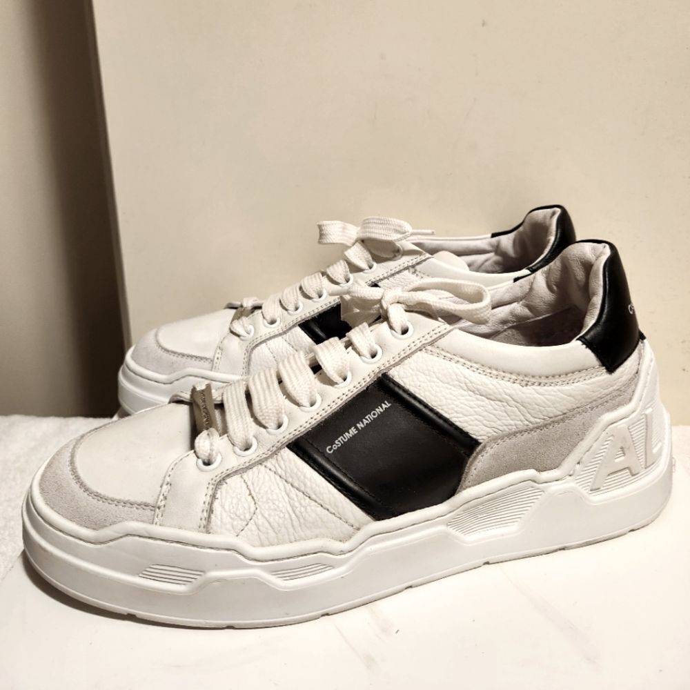 Auth.COSTUME NATIONAL White Leather Womens Sneakers Sz.9/39 Ret.$425 Italy Made